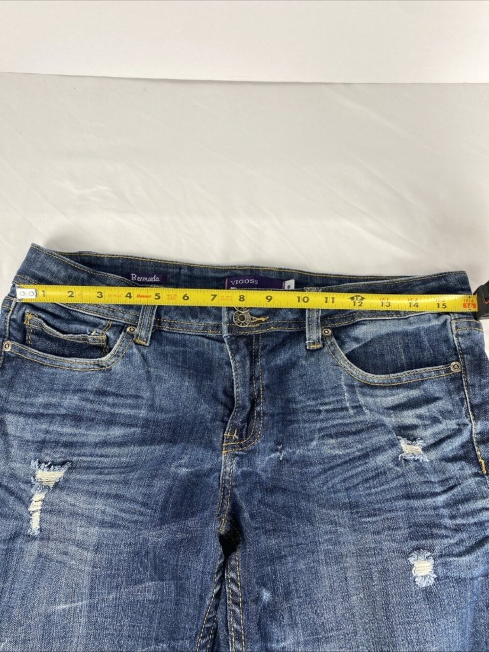 Vigoss Bermuda 7 Pocket Stretch Denim Jean Shorts Lowrise Jrs / Womens Size 9 - Picture 2 of 8